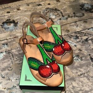 Miss L Fire Cherry Embellished leather Sandals 
Size  37
